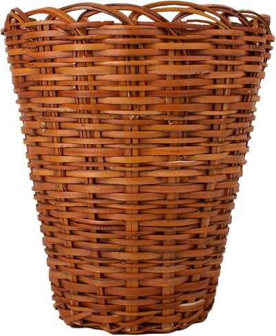 KAZI Essentials Round Woven Wastebasket - Natural Wicker Trash Can, Eco-Friendly Handmade by African Artisans (Round, Brown) in Saudi Arabia
