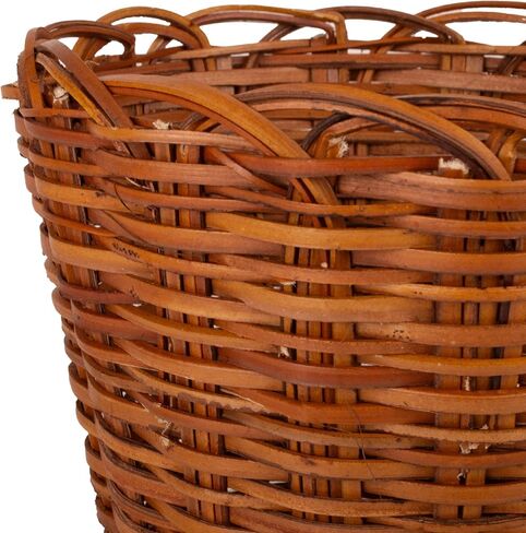 KAZI Essentials Round Woven Wastebasket - Natural Wicker Trash Can, Eco-Friendly Handmade by African Artisans (Round, Brown) in Saudi Arabia