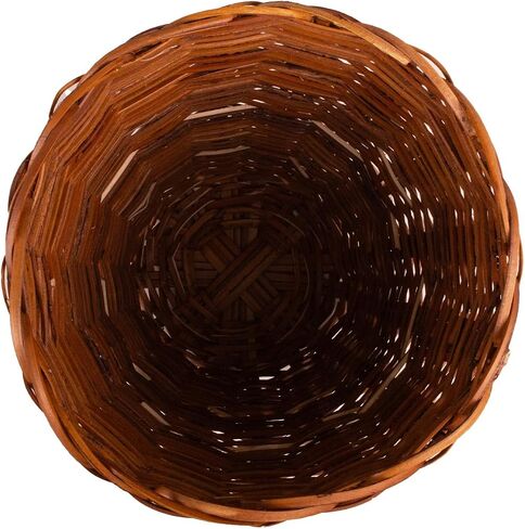 KAZI Essentials Round Woven Wastebasket - Natural Wicker Trash Can, Eco-Friendly Handmade by African Artisans (Round, Brown) in Saudi Arabia