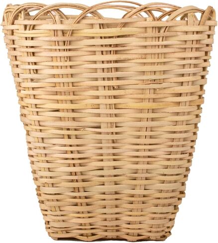 KAZI Essentials Round Woven Wastebasket - Natural Wicker Trash Can, Eco-Friendly Handmade by African Artisans (Round, Brown) in Saudi Arabia
