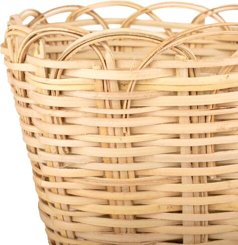 KAZI Essentials Round Woven Wastebasket - Natural Wicker Trash Can, Eco-Friendly Handmade by African Artisans (Round, Brown) in Saudi Arabia