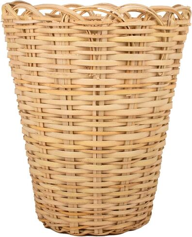 KAZI Essentials Round Woven Wastebasket - Natural Wicker Trash Can, Eco-Friendly Handmade by African Artisans (Round, Brown) in Saudi Arabia