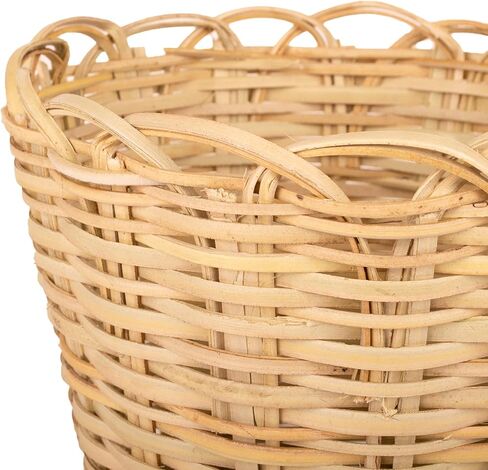 KAZI Essentials Round Woven Wastebasket - Natural Wicker Trash Can, Eco-Friendly Handmade by African Artisans (Round, Brown) in Saudi Arabia