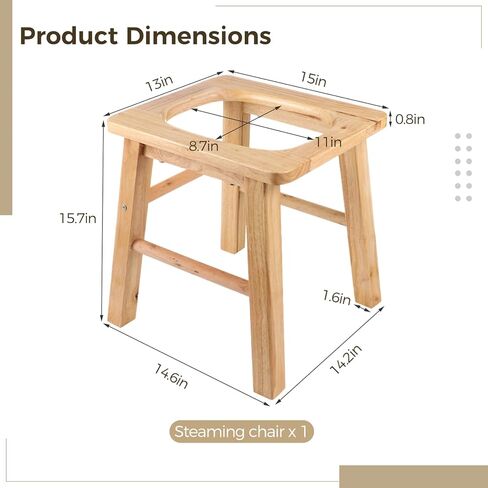 Wooden Steam Seat with Four Legs,Yoni Steam Chair Wood Herb Steaming Seat Yoni Steaming Kit Steamer Chair for Women (No Steamer) in Saudi Arabia