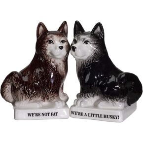 Pacific Giftware were Not Fat Huskies Ceramic Salt and Pepper Shakers Set