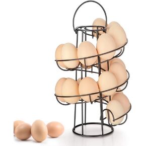 Spiral Egg Skelter Dispenser Rack Metal Storage Holder Display Countertop Black
