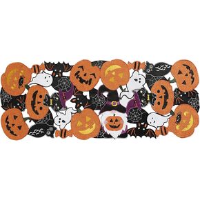 OWENIE Halloween Table Runner, Embroidered Black Table Runner 34 Inches Long, Halloween Decorations for Kitchen & Dining room, Farmhouse Runner with Gnomes Spider Web and Pumpkins, 13 " W X 34 " L