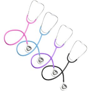 4 Pack Dual Head Stethoscope Kids Doctor Stethoscope Toy for Cosplay Educational Equipment, 4 Colors