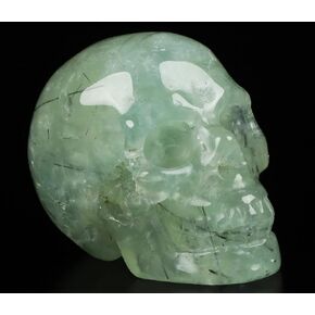 2.0" Prehnite Crystal Skull, Hand Carved0 Gemstone Fine Art Sculpture, Reiki Healing Stone Statue.1394