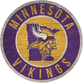 Fan Creations Minnesota Vikings Wood Sign 12 Inch Round State Design