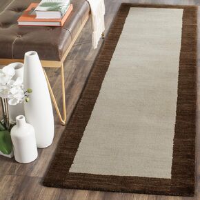 SAFAVIEH Himalaya Collection Runner Rug - 2'3" x 10', Beige & Dark Brown, Handmade Wool, Ideal for High Traffic Areas in Living Room, Bedroom (HIM585A)
