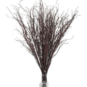 20 Pcs 35.4 Inch Curly Willow Branches Lifelike Floral Dried Artificial Twigs Bendable Iron Wires Tree Branches for Decoration Twigs and Branches for Vases Decorative Sticks(Dark Brown)