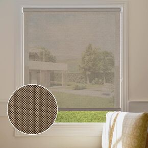 Persilux Solar Blinds for Window Shades (58" W x 72" H, Cocoa) Light Filtering Flame Retardant with 5% Openness UV Protection Sheer Roller Shades for Windows, Home and Kitchen, Easy to Install