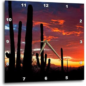 3D Rose Sunset in The Sonoran Desert-Saguaro West NP-Tucson-Arizona Wall Clock, 10" x 10"