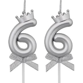 66 Birthday Candles, 66th Cake Candles, Pink Happy Birthday Number 66 Candles Cake Topper Decorations for Party Men Women