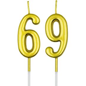 69th & 96th Birthday Candles, Black Number 69 96 Candle for Cake, Happy Birthday Cake Topper Decoration for Birthday Anniversary Celebration Party Supplies in Kuwait
