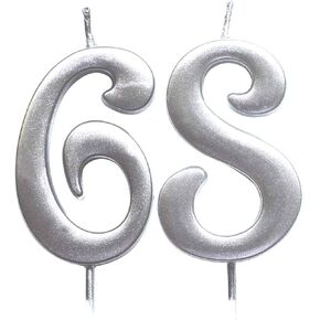 MAGJUCHE Silver 68th Birthday Numeral Candle, Number 68 Cake Topper Candles Party Decoration for Women or Men