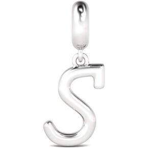 GNOCE Letter A-Z Pendant Charm 925 Sterling Silver Dangling Charm Fit for Bracelet or Necklace Charm for Women Men
