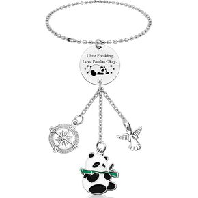 Funny Panda Gifts for Women Men Car Hanging Ornament for Panda Lovers Funny Panda Bear Gift for Friends Family Pandas Lover Gift for Girls Mirror Hanging Accessories for Animal Lovers