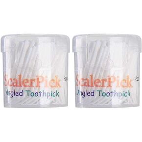 Angled toothpick Scalerpick White Plastic Household Teeth Cleaning Curved Hook 2 Bottle 400pieces (magenta)