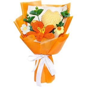Crochet Flower Bouquet: Completed Crochet Tulip Flowers for Graduation Gifts Birthday Home Decor (Pink)