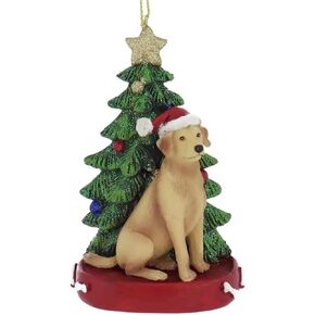 Kurt S. Adler Yellow Lab Labrador Wearing Santa Hat with Resin Christmas Tree Ornament C7954YLB in Kuwait
