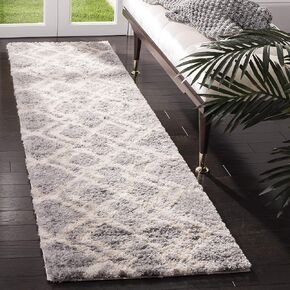 SAFAVIEH Berber Shag Collection Runner Rug - 2' x 8', Grey & Cream, Moroccan Design, Non-Shedding & Easy Care, 1.2-inch Thick Ideal for High Traffic Areas in Living Room, Bedroom (BER213G)