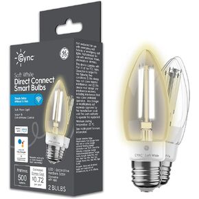 GE CYNC Smart LED Light Bulb, B11 Candle Light Bulb, Works with Amazon Alexa and Google Home, WiFi Light, 60W Equivalent, Soft White, Small Base (Pack of 2)