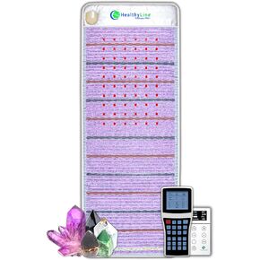 HealthyLine Platinum Far Infrared Heating Pad - Full Body Mat for Back Pain - Natural Crystal Gemstones - Auto Shut Off - Negative Ions Rejuvenating Photon Lights - 72" x 24"