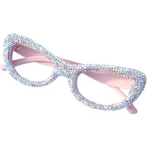 Melrose Sparkling Crystal Bling Reading Glasses for Women Rhinestone Eyewear Frames Anti Blue Light Trendy Diamond Reader