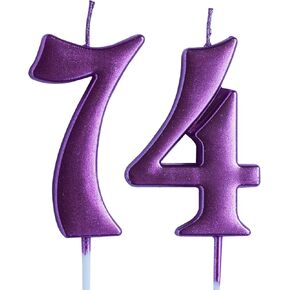 Pink 74th Birthday Candle, Number 74 Years Old Candles Cake Topper, Woman Party Decorations, Supplies