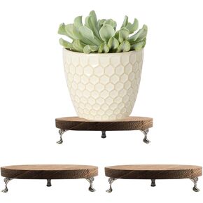 3PCS Wooden Risers for Display 5.9 inch Wooden Stool Display Stand, Wood Pedestal Stand Wooden Risers for Decor Farmhouse Vintage Rustic Round Plant Pot Holder for Home Garden Table Decor