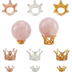 30Pcs Alloy Crystal Ball Stands 3Colors Crown Shaped Crystal Ball Stand Display Stand Holder Stand for Crystal Ball Sphere Display Desktop Decoration