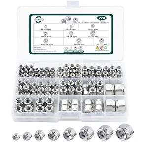 750PCS SAE & Metric Nylon Insert Lock Nuts Kit, 304 Stainless Steel Standard Thread Nylock Nuts for Bolt, 6#32 8#32 10#24 10#32 1/4"-20 5/16"-18 3/8"-16 1/2"-13 M2 M2.5 M3 M4 M5 M6 M8 M10 M12