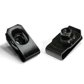 #10-32 U Clip On Nut, Black Extruded U Nuts Clip Carbon Steel, 25 Pcs U Style Fastener Clip for Automotive Dash Door Panel Interior(25 Pack)