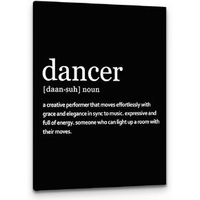 PHAMTE Dancer Definition Wall Art, Modern Minimalist Dance Quote Print Framed Canvas Painting Artwork For Home Bedroom Office Living Room Dance Studio Decor(11x14 Inch)