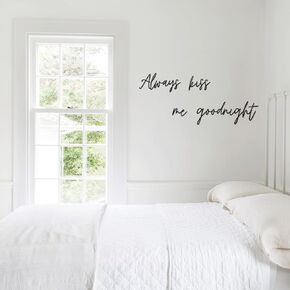 Always Kiss Me Goodnight Wall Sign Love Heart Wall Decor, Black Metal Love Wall Art for Bedroom, Living Rooms, Offices, 35" x 4.9"
