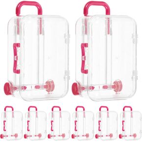 Cabilock 12pcs Mini Travel Suitcase Favor Box Clear Small Candy Box Plastic Doll Clothes Necklace Ring Jewelry Storage Box Tiny Boxes for Wedding Party Decor
