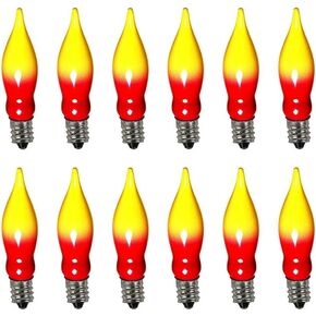 Flicker Flame Light Bulbs, Flickering Light Bulbs Replacement, Crystal Clear Flame Tip Candelabra Bulb Dances with a Flickering Orange Glow, Flickering Candelabra Light Bulbs for C7/E12 Base, 12 Pack