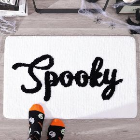 سجادة حمام الهالوين من TRUEDAYS، سجادة ديكور حمام لطيفة باللون الأبيض والأسود المخيف غير قابلة للانزلاق، سجادة دش مخيفة للهالوين للحمام، وغرفة النوم، وتزيين المنزل in Kuwait