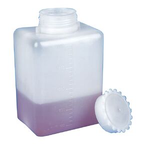 Globe Scientific 600612-6 Polyethylene Wide Mouth Square Bottle with Polypropylene Screwcap, Graduated, 500mL Capacity (Pack of 6)