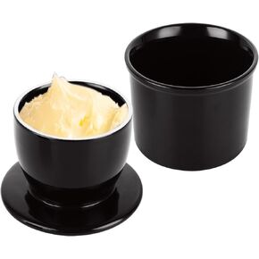 Black Butter Crock with Lid, Ceramic French Butter Keeper for Fresh Spreadable Butter, Butter Dish with Lid for Countertop in Saudi Arabia
