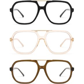 نظارات قراءة مربعة عصرية من AMOMOMA للنساء، كبيرة الحجم للنساء بضوء أزرق وقارئات كمبيوتر بإطار أسود قديم AM6138 in Kuwait