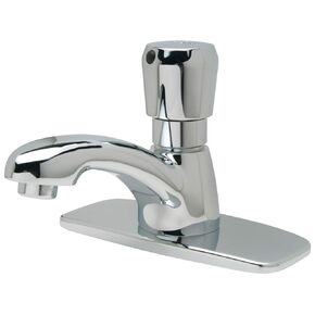Zurn Z86100-XL-CP4-3M AquaSpec Single-Hole Metering Faucet, 0.5 GPM Vandal-Resistant Pressure-Compensating Spray, Push-Button, 4" Cover Plate, Chrome