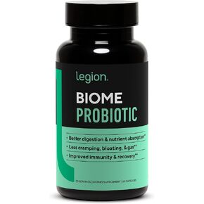 LEGION Biome Probiotic - Natural Probiotics Gut Health Supplement for Women & Men - Probiotic Nutritional Supplements Help Reduce Bloating, Cramping & Gas - Colon Health Probiotic Pills, 30 Servings