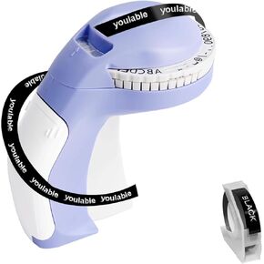 Purple Embossing Label Maker with 1 Label Tapes, 3D Embosser Handheld Label Machine,Vintage Embossed Label Printer Portable 3D Labeler for Home Office School DIY Crafting (Purple)