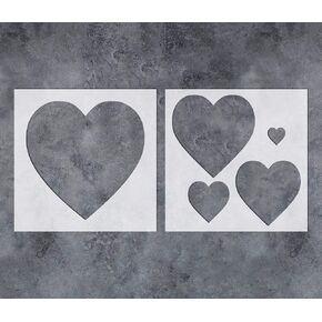 GSS Designs Heart Wall Stencil (2 Pack) - Reusable Plastic Stencils for Painting on Wood Wall Home Decor Baby Kids Nursery (12x12Inch) - Assorted Size Love Hearts