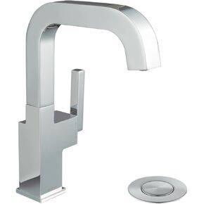 Brushed Gold Bathroom Faucet Single Handle, Lava Odoro Bathroom Faucet for Sink 1 or 3 Hole Brass Single Hole Bathroom Sink Faucet, Vanity Faucet with Drain Assembly, Deck Plate Included, BF204-SG