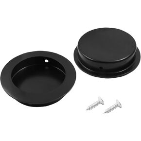 2 Pcs Round Recessed Flush Pocket Door Pull, 304 Stainless Steel Sliding Door Handles for Kitchen Bedroom, Black, 50mm Outer Diameter