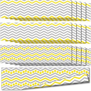 Geyee 60 Pcs Classroom Bulletin Board Borders Chalkboard Borders Classroom Decor Bulletin Board Poster School Displays Teacher Student for Office Home Cafe Decoration (Gray and Yellow Style)